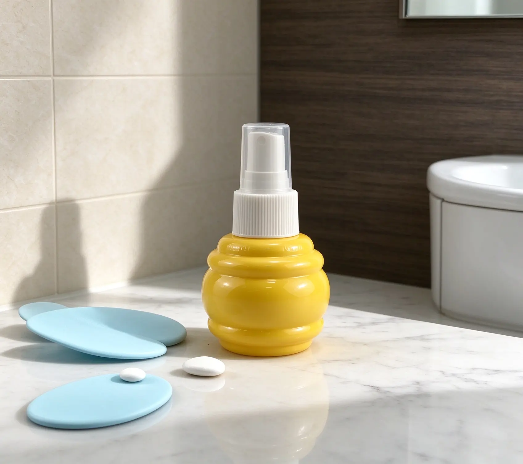 150g cute soft yellow flat PE pump bottle works as a handy toothpaste dispenser, fitted with a white pump head