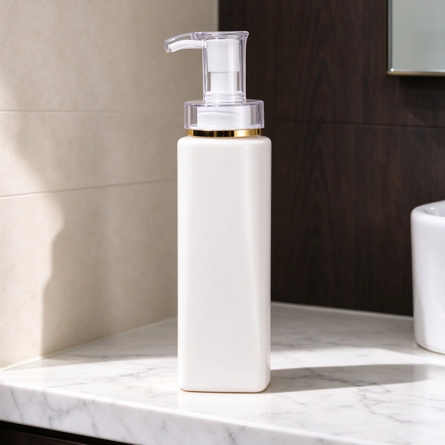 500ml matte square plastic luxury lotion pump bottle with gold pump head, empty shampoo bottle for hair salon and spa