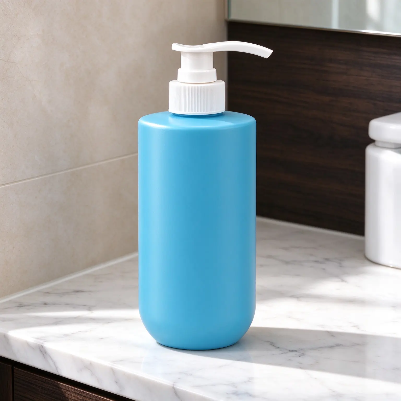 500ml matte teal plastic lotion pump bottle with white pump head, empty refillable cosmetic bottle for body wash