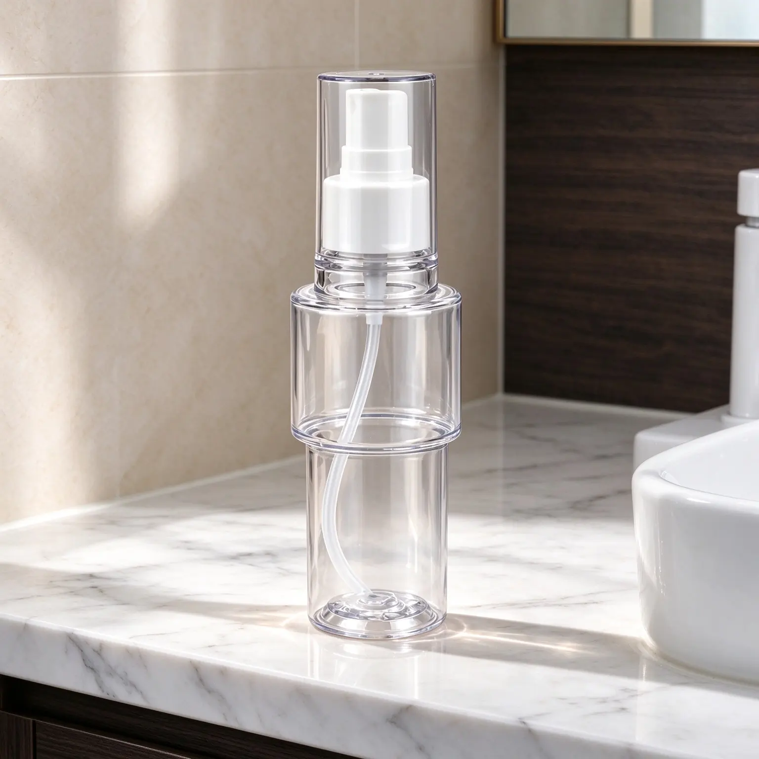 50ml unique shaped transparent plastic perfume spray bottle with clear cap, empty fine mist spray bottle for toner and skincare